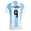 24 25 Argentina 2024 Home Away goleiro Jersey J.Aarez Camisas de futebol DI MARIA DYBALA MARTINEZ E.Fernandez MARADONA Homens Kit Infantil Camisas de futebol