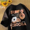 Donut Mens T Shirt Designer Marca Verão Moda Criativo Cartoon T-shirts de Manga Curta para Homens e Mulheres Ins Vento Preguiçoso Solto Casual Versátil Top Roupas