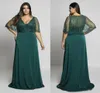 Hunter Green Beading Plus Size Prom Dresses VNeck Evening Gowns With Wrap ALine Floor Length Long Formal Dress4859868