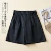 Kvinnors shorts snörning linne kvinnlig sommar koreansk mode chic designkänsla av elegans hög midja bomulls fritid fem minuters byxor