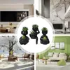 Decorative Flowers Artificial Succulents Plants 3Pcs Small Greenery In Ceramic Pot For Living Room Bathroom