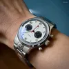 Relógios de pulso Código Misterioso Homens Cronógrafo Relógio 40mm Relógios de Luxo Titânio Mecânico Relógio de Pulso Panda 3D Vidro Mineral ST19