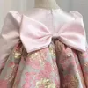 Girl Dresses Kids Elegant Beading Christening Matching First Birthday Floral Dress For Children Clothes Flower Ball Gowns With Big Bow