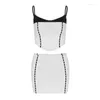 Zbiorniki damskie 2 sztuki Y2K Crop Top Woman Sets Sets Mini Spódnica Knitwear Sweet High Street Casual Party BodyCon Suit