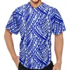 Casual shirts voor heren Zomer Heren honkbalshirt 2024 Polynesische tribale kleding Samoa Wit Fiji Masi Tapa Print Knop T-shirt met korte mouwen