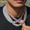 Designer smycken Hot Selling Hip Hop S925 VVS Moissanite Shining Fashion Jewelry Hip Hop Cuban 18K Gold Plated 14mm Bredd Mässing AAAAA Zircon Cuban Link Chain