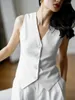 Женские жилеты в винтажном стиле, модный классический белый жилет с простым тонким элегантным однобортным костюмом с v-образным вырезом
