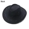 Berretti Accessori Costumi Cappello stile jazz stile occidentale Fedora in feltro da cowboy in pelle scamosciata a tesa larga