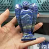 Figurines décoratives en cristal de 10cm, pierres précieuses de haute qualité, Lapis Lazuli, ange sculpté à la main, pour cadeau et décoration, vente en gros