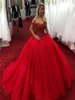 New Cheap Red Quinceanera Dress Off Shoulder Beads Formal Princess Sweet 16 Ages Girls Prom Party Pageant Gown Plus Size Custom Ma6296661