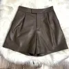 Damesshorts 2024 Echte schapenvacht leren broek Veelzijdige diagonale zak met wijde pijpen E37