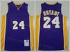 Rétro 24 Bryant Vintage Basketball Jerseys Chemise de retour pour les fans de sport Couleur de l'équipe Noir Rayure Rouge Blanc Vert Jaune Violet Broderie et couture Vêtements de sport