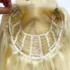 Toppers Topper tejido de encaje HD transparente #613 cabello humano Remy rubio miel 6X6 8X8 pulgadas con superposición de encaje suizo de 4X4 pulgadas para mujeres Topper