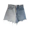 Shorts pour femmes 2024 Printemps Été Femmes Lâche Skinny Denim Femme Patchwork Bouton Court Jeans Bleu Clair Taille Haute Gland Mini