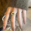 Japanese Korean Minimalist Olive Green Brushed Oval Ring for Women