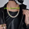 Gute Qualität Rapper Vvs Moissanit Iced Out 2 Reihen Diamant Miami Cuban Chain Vergoldete 925 Sterling Silber Halskette