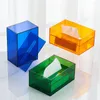 Sacos de armazenamento Caixa de tecido decorativa iridescente Laser Color Case Quadrado Acrílico Facial-Cobre Titular Desktop Decor