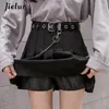 Jupes couleur unie Mini femmes automne hiver mince plissé Chic ceinture coréenne femmes jupe taille haute Saia Faldas