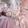 Robe formelle pour enfants fleur fille mariage moelleux gaze plume Lolita princesse jupe filles robes pour robe de bal de fête 240309