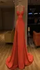 Coral New Fashion Mermaid Prom Dresses Sweetheart High Side Split Ruched 실크 새틴 바닥 길이 이브닝 가운 멍청이 De Fiesta 5829491