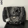 Bolsa mensageiro estilo y2k, bolsa de grande capacidade, harajuku, feminina, menina, um ombro, axilas, tote, grande estrela, bolsa mensageiro, goth, bolsa l2403