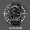 Wristwatches SKMEI Fashion Waterproof Digital Men Watch Dual Time Multifunction Compass Military Electronic LED Wristwatch Sport Male Clock