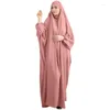 Roupas étnicas Mulheres Muçulmanas Vestido de Oração de Uma Peça Capa Completa Com Capuz Islâmico Eid Jilbab Overhead Abaya Kaftan com Hijab Dubai Ramadan Longo