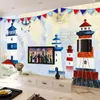 Fondos de pantalla Personalizado Pintor de pared grande Pintado a mano Papel tapiz autoadhesivo Dibujos animados náuticos Habitación para niños Fondo Papel de pared