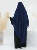 Ethnische Kleidung 2 Schichten Chiffon Lange Khimar Frauen Muslim Hijab Bescheidenes Gebet Eid Hijabs Kopftuch Schal Djellaba Niqab Kleidungsstück