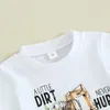 Set di abbigliamento Completo da escavatore per neonato, set di t-shirt e pantaloncini da costruzione con un po' di sporcizia