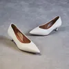 Dress Shoes Mid Heel Single 2024 Spring And Autumn Genuine Leather Women's Pointed Black Commuting High Heels