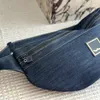 Large Capacity Portable Vintage Denim Waist Bag Cool And Fashionable White Striped Stitching Classic Denim Bule Chest Bag Mobile Phone Bag Luxury Wallet 47x27cm