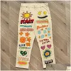 Męskie spodnie Wysokiej jakości Vintage Colorf Iti Ręczne malarstwo Ładunki Mężczyźni Kobiety w stylu letnim spodnie Hip Hop upuszczenie odzieży Othlt