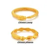 Bangle Luxury Gold Color Chinese Loong Phoenix Bracelet For Women Engagement Wedding Cuff Charm Jewelry Accessories