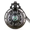 Pocket Watches Compass Fashion Design Vintage Hollow Skeleton Watch Black Starry Round Dial Antique Pendant Clock Gifts Men Women253T