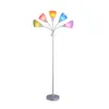 Mainstays 5 Light Floor Lamp, Multi-color Shades, Metal Sier Finish, Modern, Young Adult Use