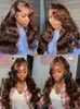 Perruque Lace Front Wig Body Wave naturelle Remy, cheveux naturels, brun chocolat, 13x4, Transparent HD, pre-plucked, couleur