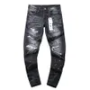 新しいジーンズメンズデザイナージーンズ高品質のファッションメンズジーンズクールスタイルの高級デザイナーデニムパンツ苦しんでいるリッピングバイカーブラックブルーデザイナージャンメンパンツ01
