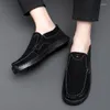 Casual Shoes 2024 Genuine Leather Flat Men's Cowhide Business Brand Soft And Comfortable Black