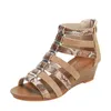Kleid Schuhe Sandalen Sommer Weibliche Reißverschluss Mischfarben Plattform Keile 5 cm Ferse Römischen Fisch Mund Keil Damen Schuhe