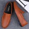 Chaussures décontractées hommes été en cuir véritable demi mocassins classique noir en plein air marche confortable sans lacet homme conduite Erkek Terlik