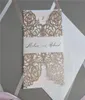 Invitation découpée au laser pour invitations de mariage à paillettes en or rose avec impression de bande ventrale 2558306