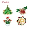 수건 반지 4pcs 크리스마스 냅킨 반지 귀여운 고양이 Xmas 화환 벨 나무 사슴 냅킨 홀더 크리스마스 휴가 테이블 장식 (혼합 스타일) 240321