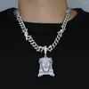 Chaînes de luxe Hip Hop Religieux Jésus Tête Pendentif Collier Glacé Bling Zircon Foi Charme Avec Chaîne Cubaine Bijoux Pour Hommes