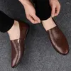 Casual Shoes Formal Leather Men Large Size 47 British Style Loafers Good Quality Business Male 2024