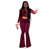 Women's Two Piece Pants Fashion Zipper Fleece Hooded And Wide Leg Set Sports Casual Warm Trousers Sets Women Suit Outfits