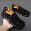 Casual Shoes 2024 Genuine Leather Flat Men's Cowhide Business Brand Soft And Comfortable Black