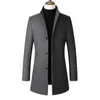 Men's Trench Coats Men Coat Early Winter Stand Collar With Warm Pockets Fall Single-breasted Solid For Mid