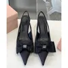 Geklede schoenen hoge hak meisje zomer ondiepe mond puntige 2024 Fairy Bow roze temperament sandalen