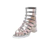 Top Roman Style Sandals High Heels Round Toe Thick Heel Shoes Women's Back Zipper Fashion Cut Out Sandal 240228